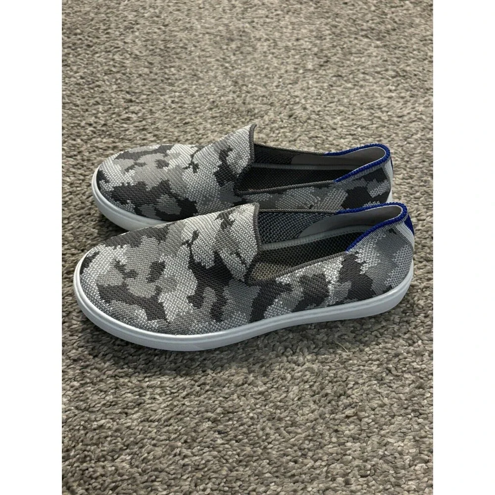 New Rothy's Size 3 Girls The Kids Sneaker‎ Gray Camo Textile Youth Comfort Shoes